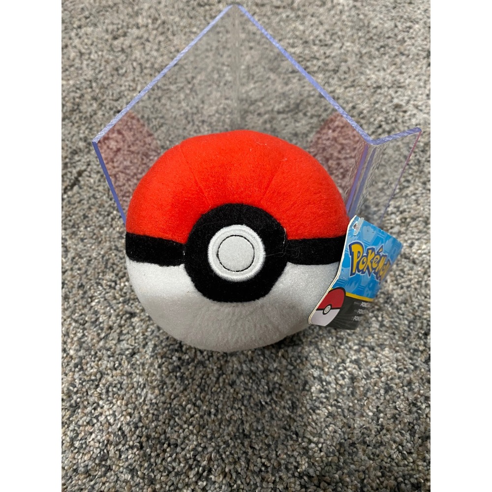 Pokemon Poke Ball Plush Toy TOMYโ Red White Black Stuffed Animal NWT T18853